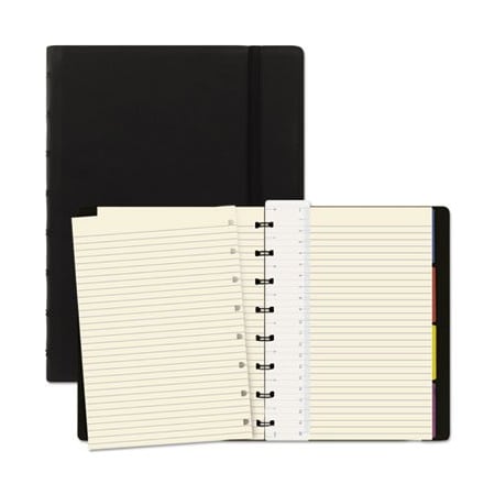 Rediform Filofax, NOTEBOOK, 1 SUBJECT, MEDIUM/COLLEGE RULE, BLACK COVER, 8.25 X 5.81, 112 SHEETS B115007U